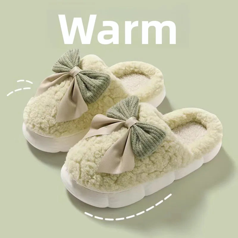 Blush Bow Cozy Slippers