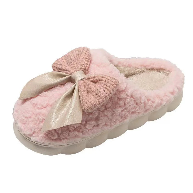 Blush Bow Cozy Slippers