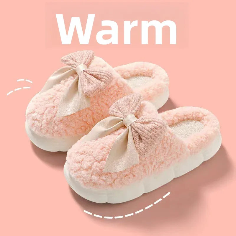 Blush Bow Cozy Slippers