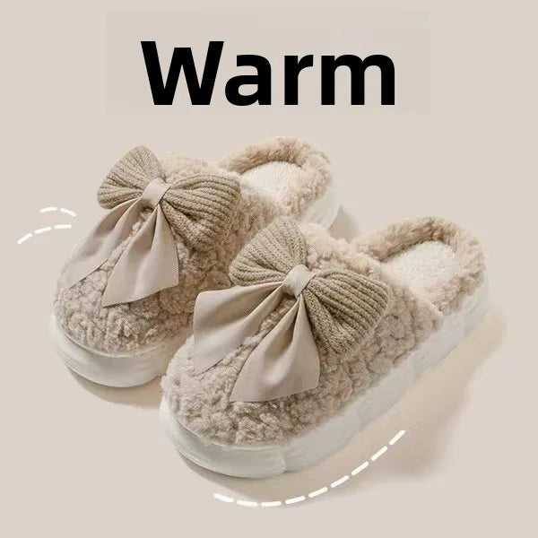 Blush Bow Cozy Slippers