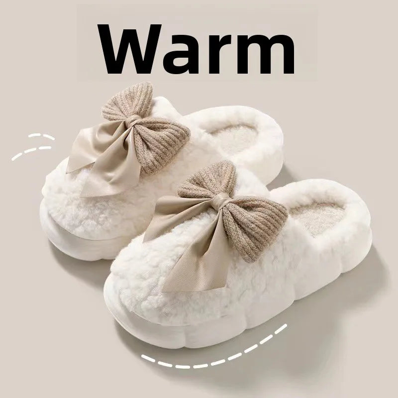 Blush Bow Cozy Slippers